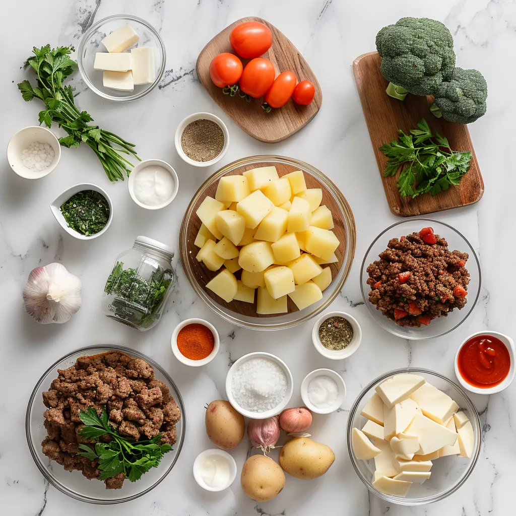 Delectable Chunky Ground Beef and Potato Soup ingredients