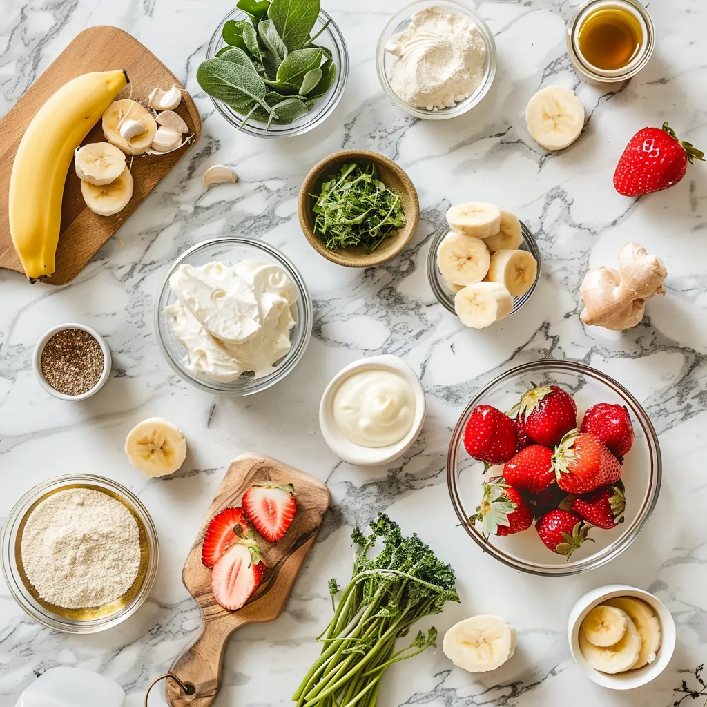 Exquisite Strawberry Banana Cheesecake Salad ingredients