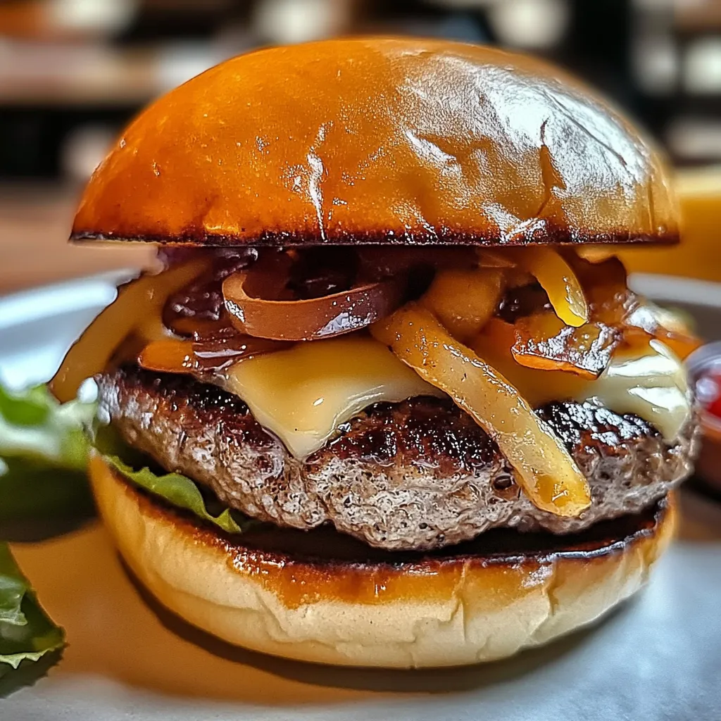 Exquisite Irish Pub Burger with Guinness-Onion Bliss