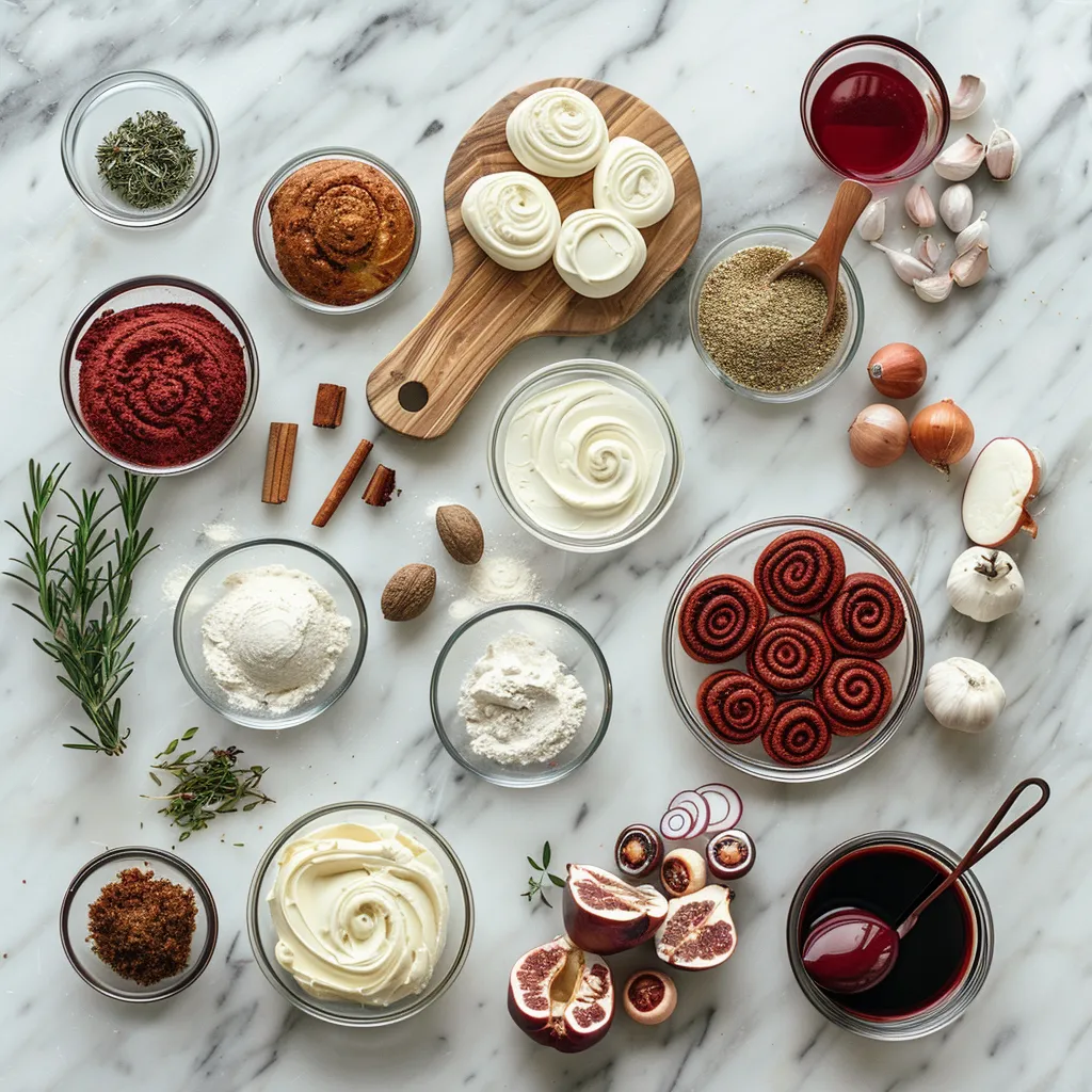 Red Velvet Cinnamon Rolls Yummy ingredients