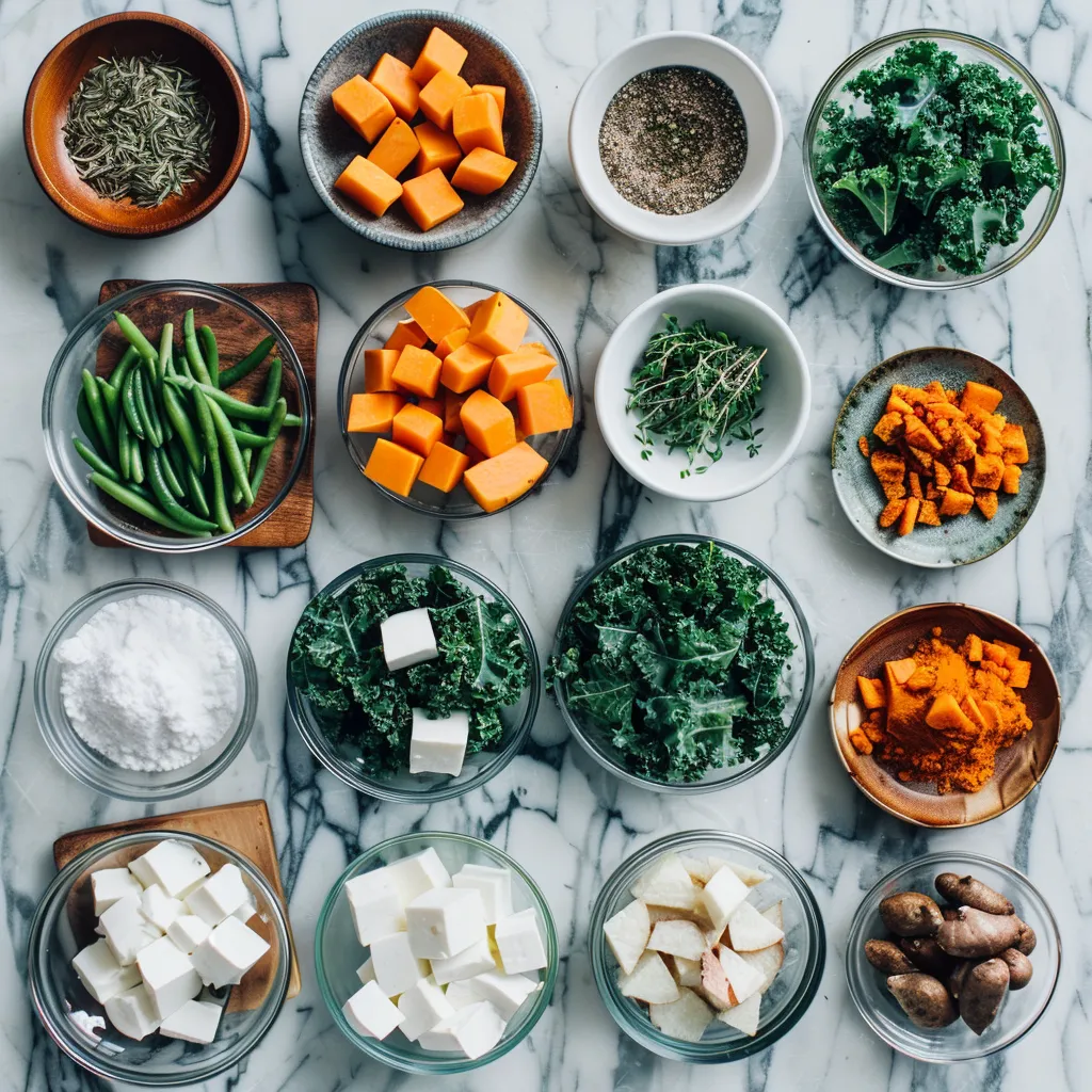 Sweet Potato Kale Salad Crispy ingredients
