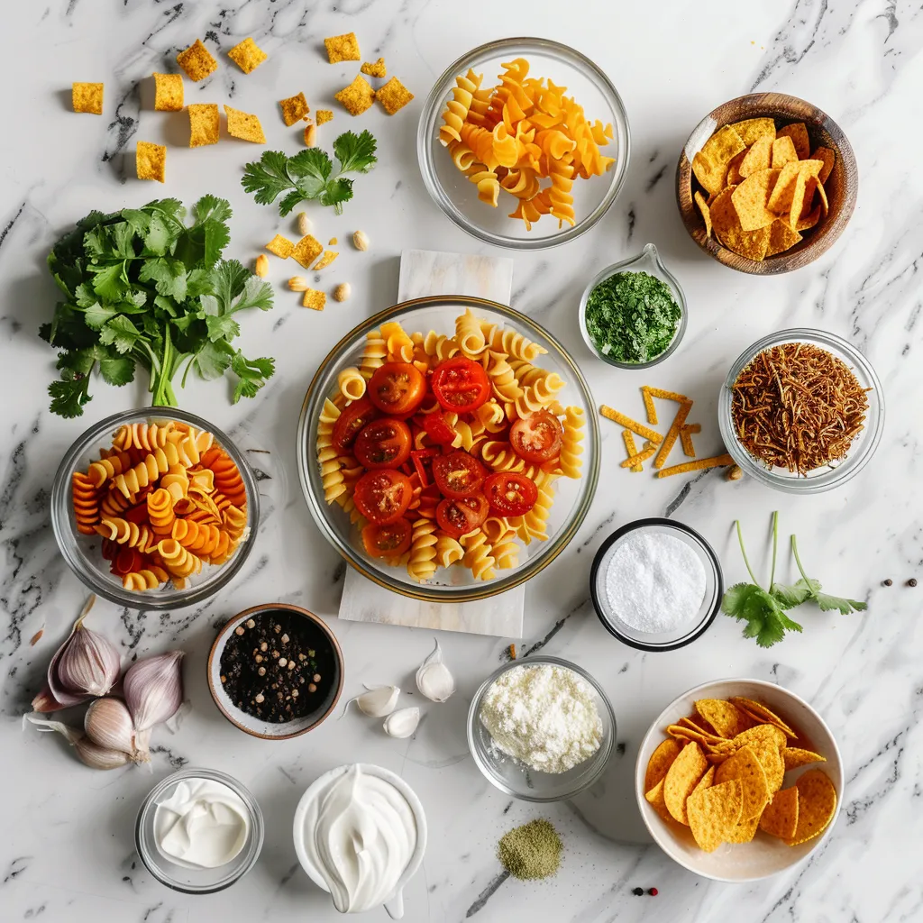 Taco Pasta Salad With Doritos Heavenly ingredients