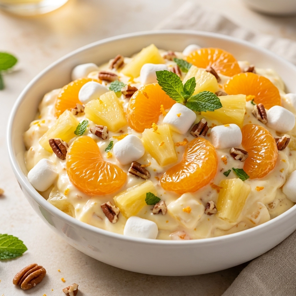 Ambrosia Salad Recipe: The Citrus Sunrise Bowl | Creamy Fruit Salad Dessert