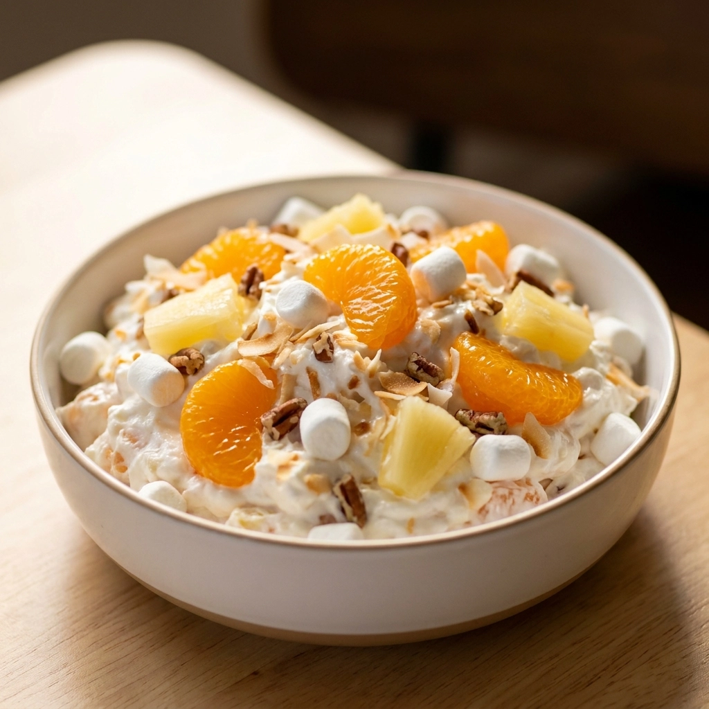 Ambrosia Salad Recipe: The Citrus Sunrise Bowl | Creamy Fruit Salad Dessert