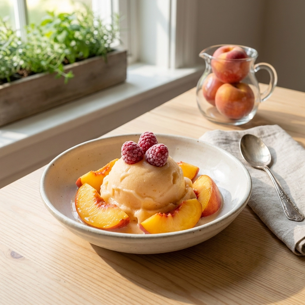 Creamy No-Churn Peach Sorbet — Summer's Easiest Frozen Treat