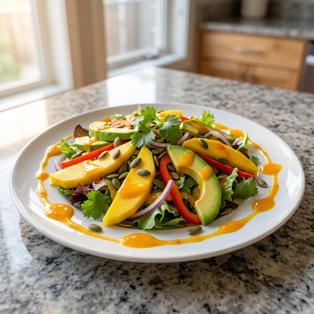 Sunshine on a Plate: Mango Avocado Salad With Chili Lime Cream Drizzle | Healthy Summer Salad