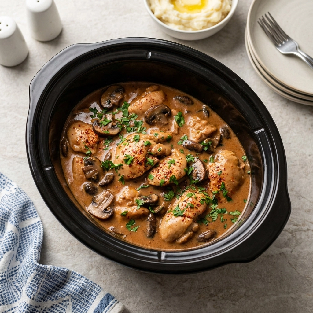 Slow Cooker Chicken Marsala with Rich Mushroom Sauce | Easy Crockpot Dinner