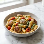 Zesty Chicken Sausages with Zucchini, Tomatoes, and Pasta | Healthy Weeknight Dinner