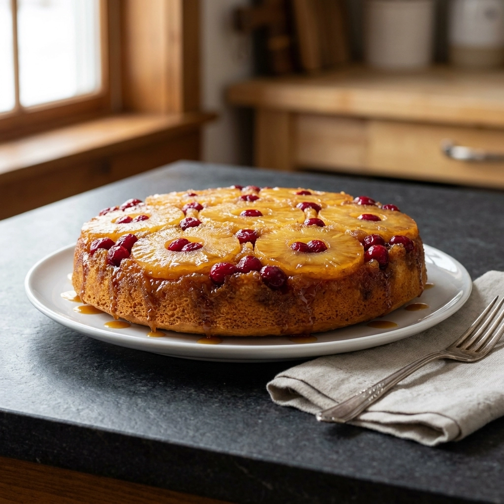 Cranberry Pineapple Upside-Down Cake Recipe | Festive Holiday Dessert Idea