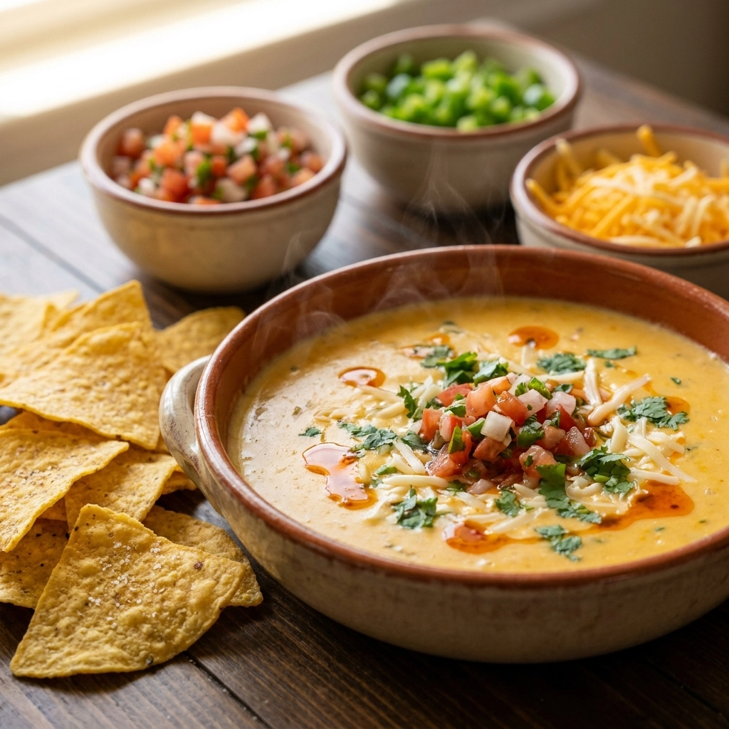 Delicious Nacho Bar Station with Creamy Slow Cooker Queso Recipe Guide | Party Appetizer