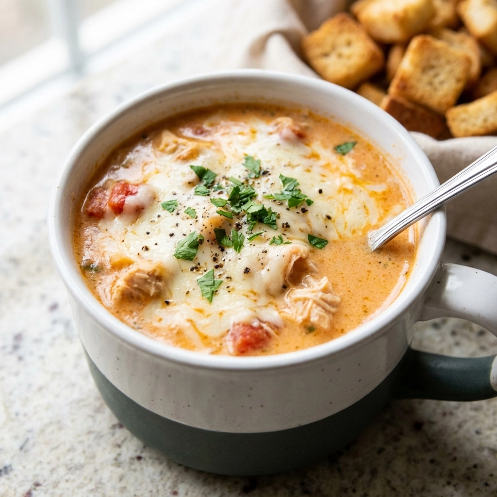 Crock Pot Creamy Chicken Parmesan Soup – A Hug in a Bowl | Easy Slow Cooker Soup