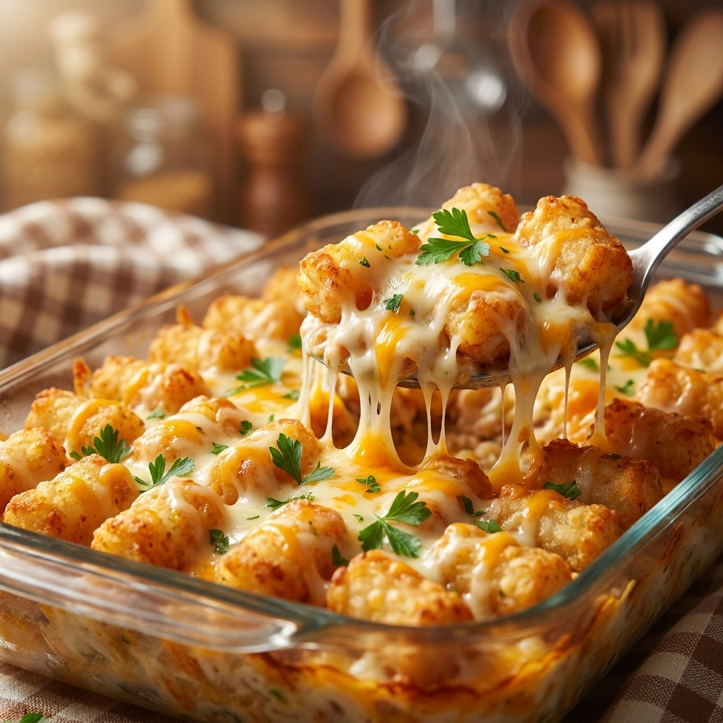 The Ultimate Cracked-Out Chicken Tater Tot Casserole | Easy Family Dinner Idea