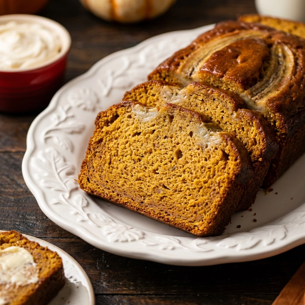 Pumpkin Banana Bread with Browned Butter Cream Cheese Frosting | Fall Baking Ideas