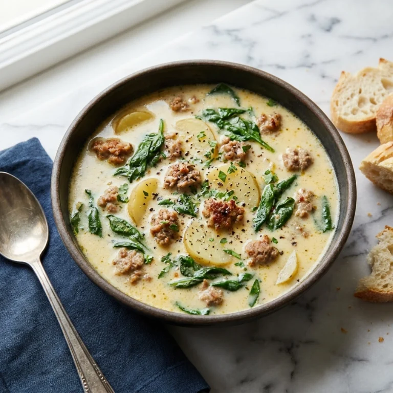 Creamy Slow Cooker Zuppa Toscana | Easy Crockpot Sausage and Kale Soup