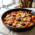 Savory Harvest Butternut Squash and Sausage Skillet Easy Recipe for Fall Dinner | Autumn Meal