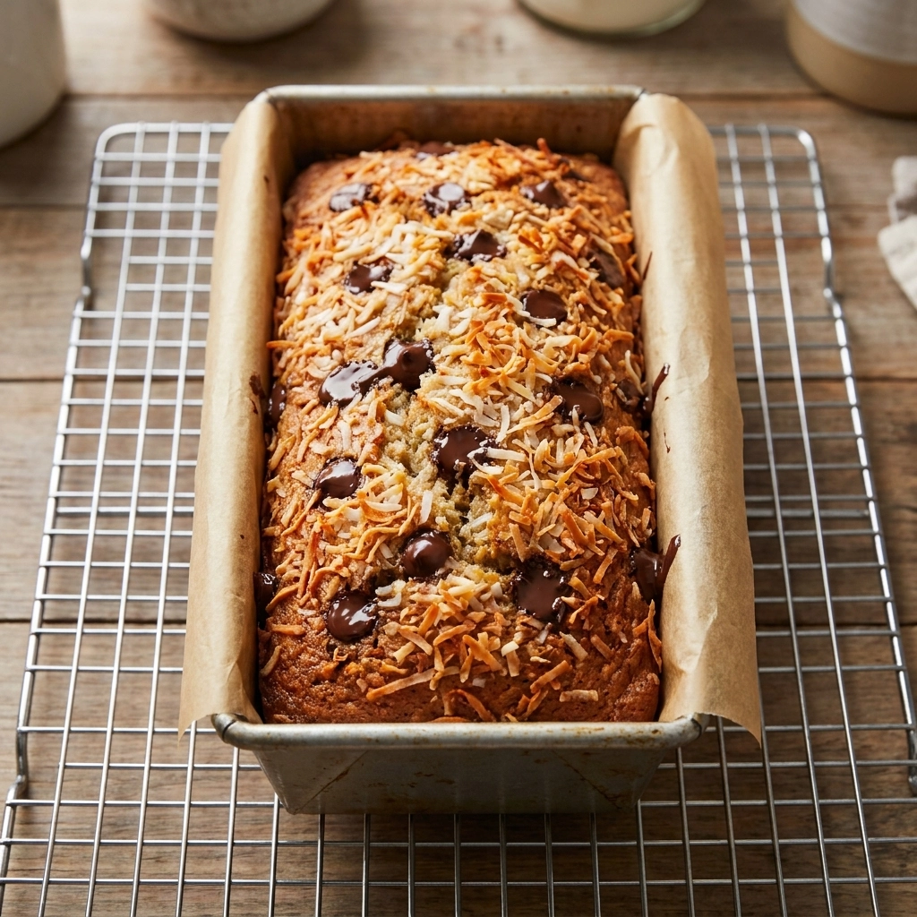 Coconut Banana Bread with Chocolate Chips | Easy Moist Banana Bread Recipe
