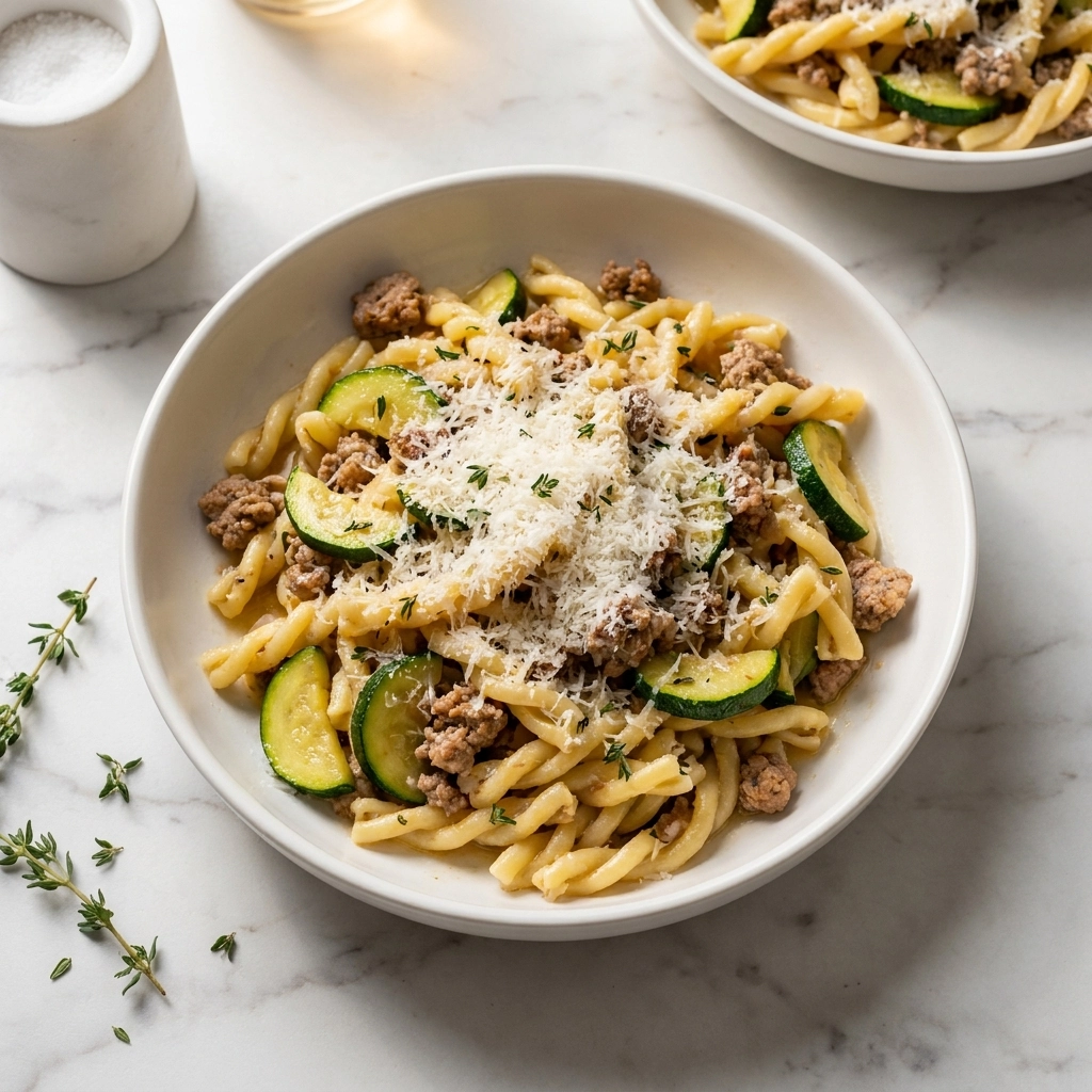 Savory Ground Turkey and Zucchini Pasta | Healthy Ground Turkey Dinner Recipe