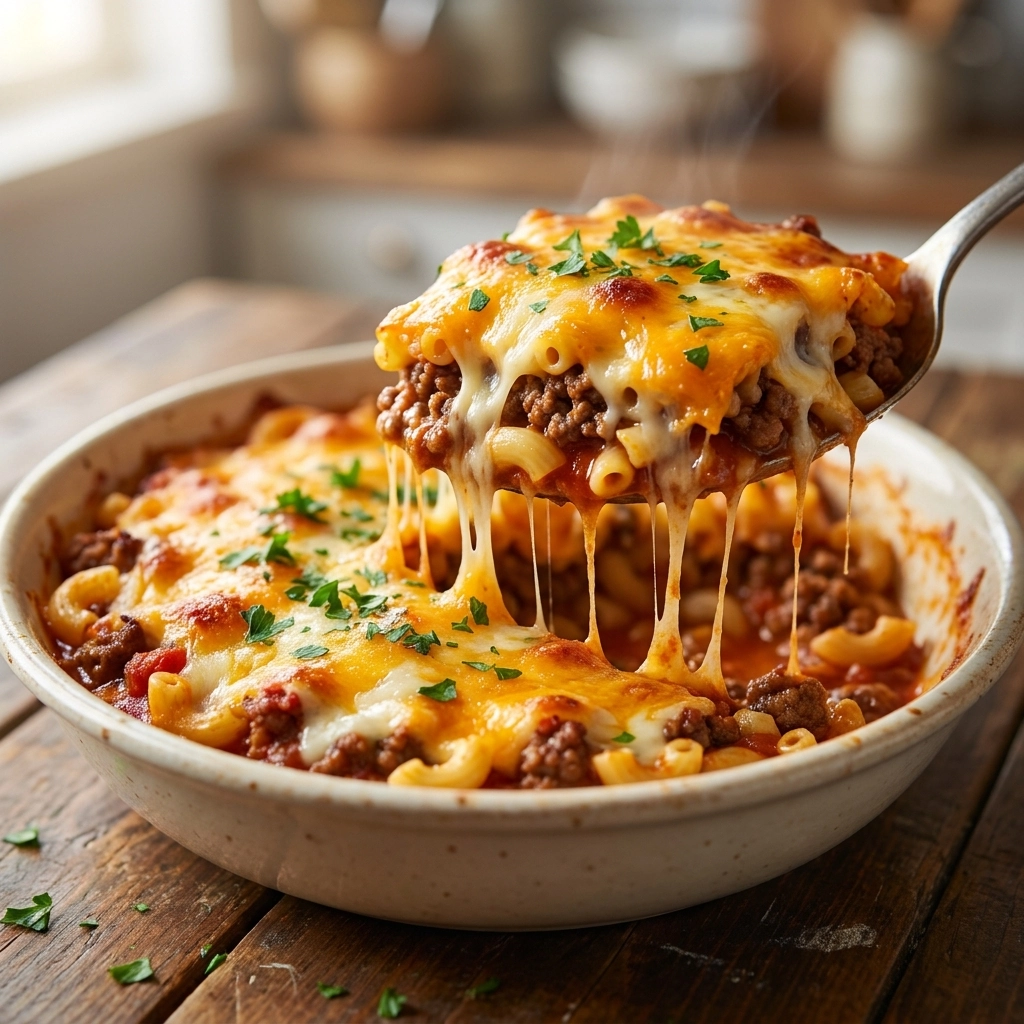 Hamburger Casserole Recipe With Tomato Cheddar Patchwork | Easy Family Dinner