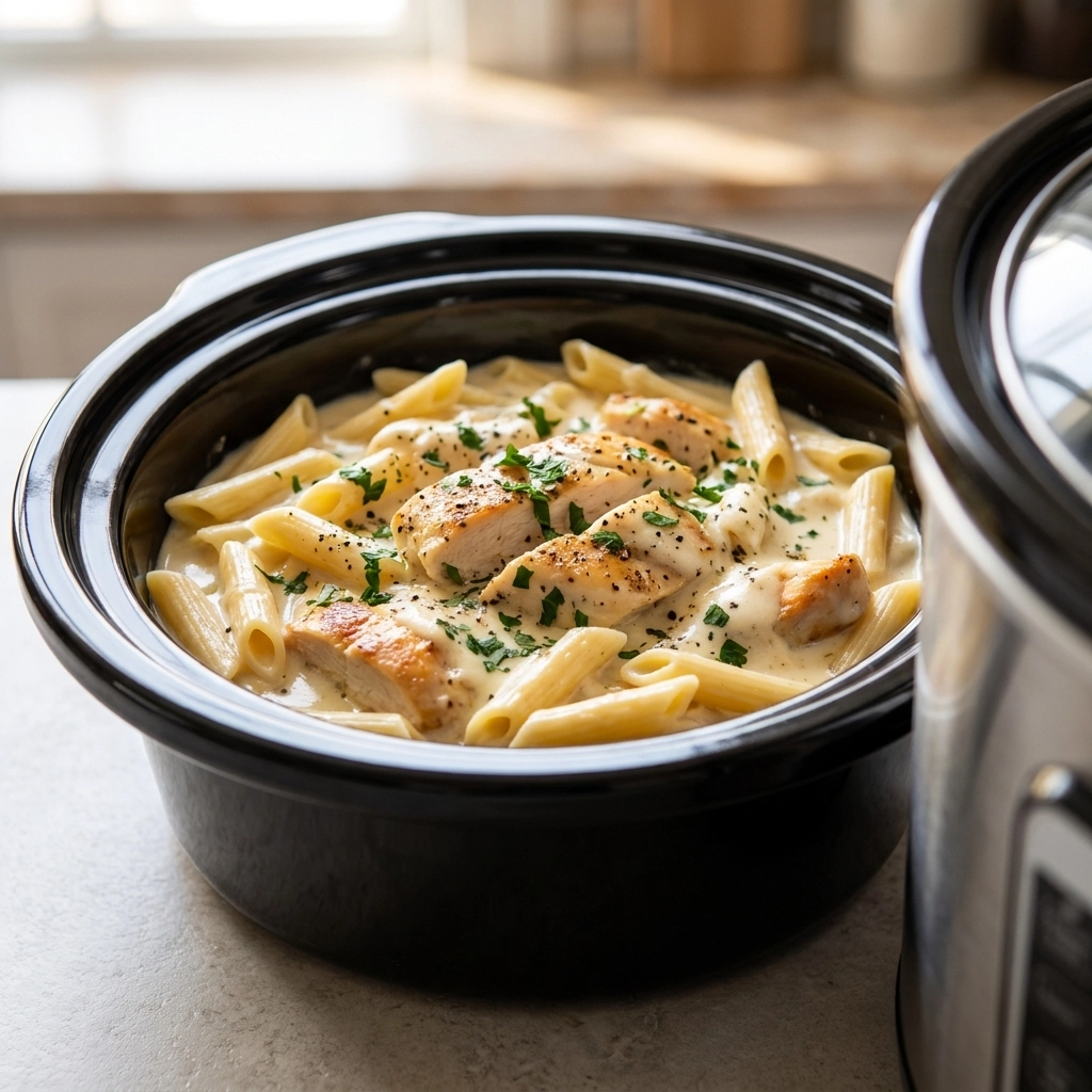 Creamy Crockpot Chicken Alfredo | Easy Slow Cooker Pasta Dinner