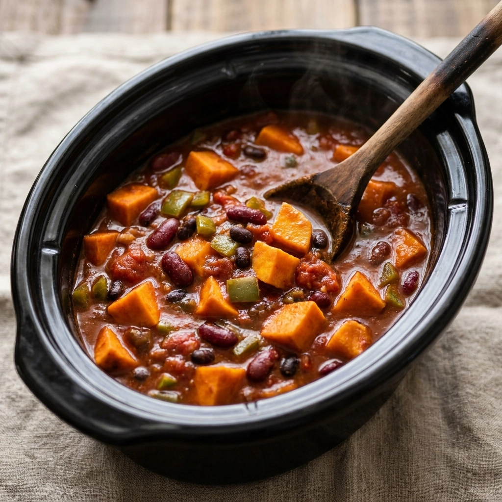 Cozy Slow Cooker Sweet Potato Chili | Easy Healthy Vegetarian Slow Cooker Meal