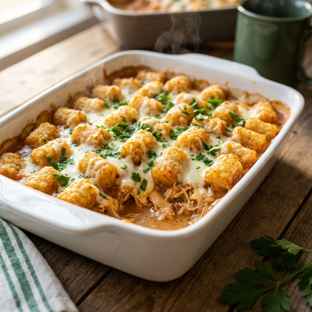 The Ultimate Cracked-Out Chicken Tater Tot Casserole | Easy Family Dinner Idea