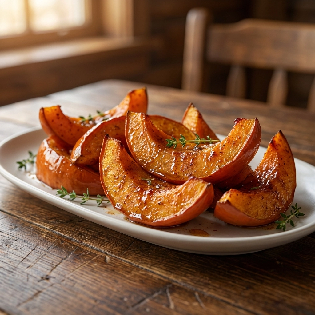 Roasted Maple Cinnamon Pumpkin Wedges | Easy Healthy Fall Side Dish