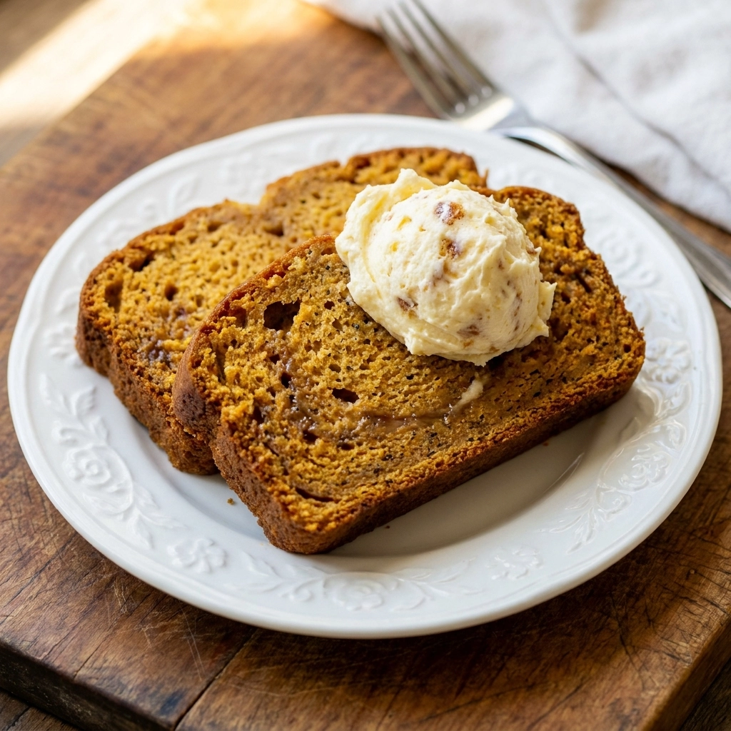 Pumpkin Banana Bread with Browned Butter Cream Cheese Frosting | Fall Dessert Idea
