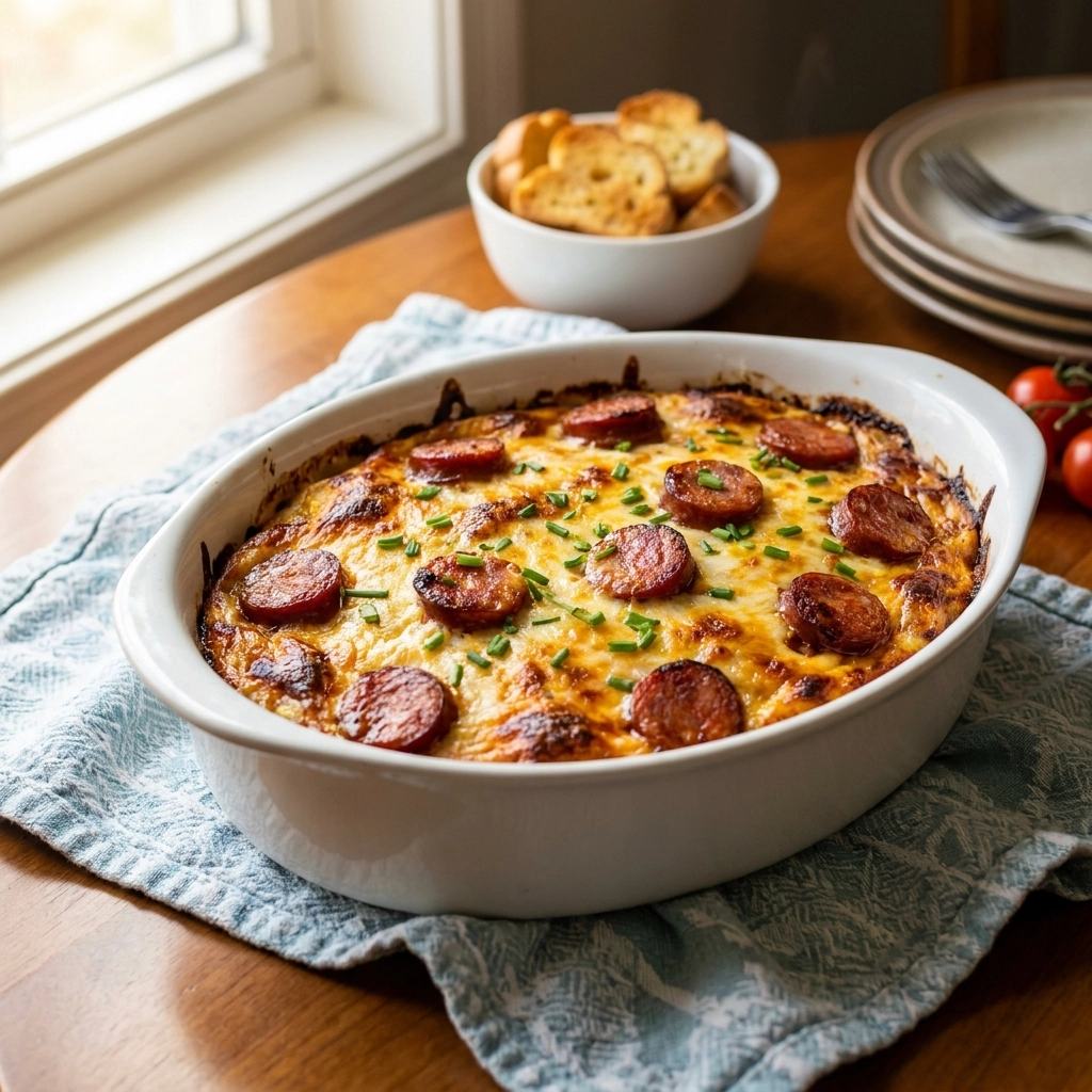Crockpot Pierogi Casserole with Turkey Kielbasa | Easy Slow Cooker Dinner Ideas