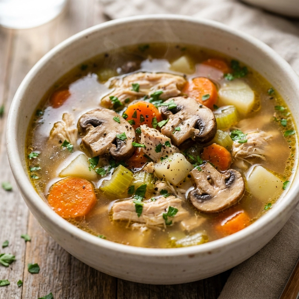 Easy Chicken, Mushroom & Leek Soup Recipe | Comforting Healthy Soup Ideas