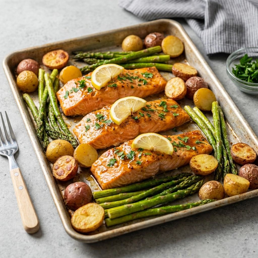 Maple Dijon Salmon Sheet Pan Dinner | Easy Healthy Weeknight Meal